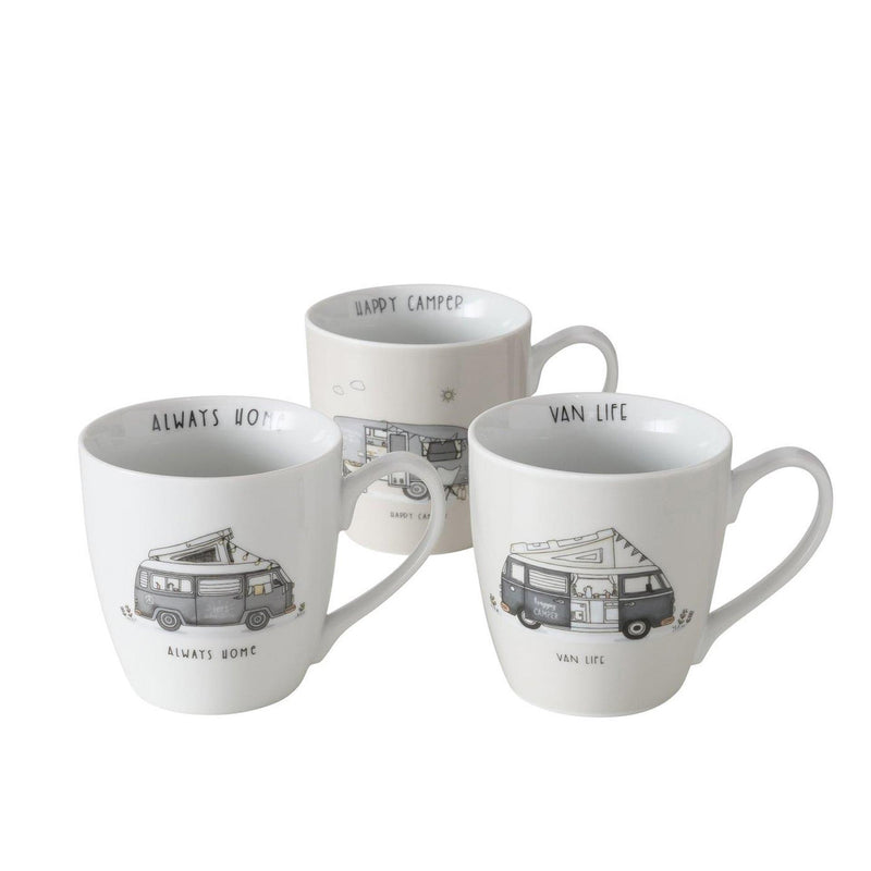 Afbeelding laden in galerijviewer, Boltze home jumbo mok vanlife camper met tekst- 480 ml wit grijs
