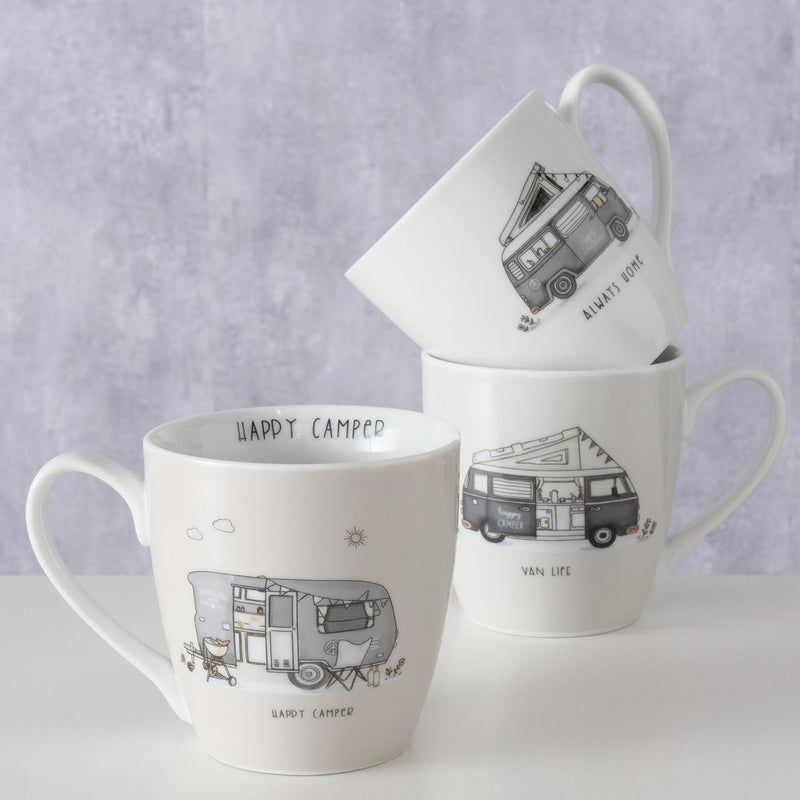 Afbeelding laden in galerijviewer, Boltze home jumbo mok vanlife camper met tekst- 480 ml wit grijs
