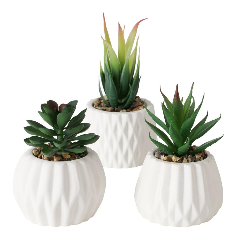 Afbeelding laden in galerijviewer, Boltze home kunstplant vetplant in stenen pot wit h15cm b7cm
