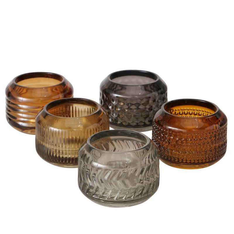 Afbeelding laden in galerijviewer, Boltze home theelichthouder glas bruintinten 6x8cm
