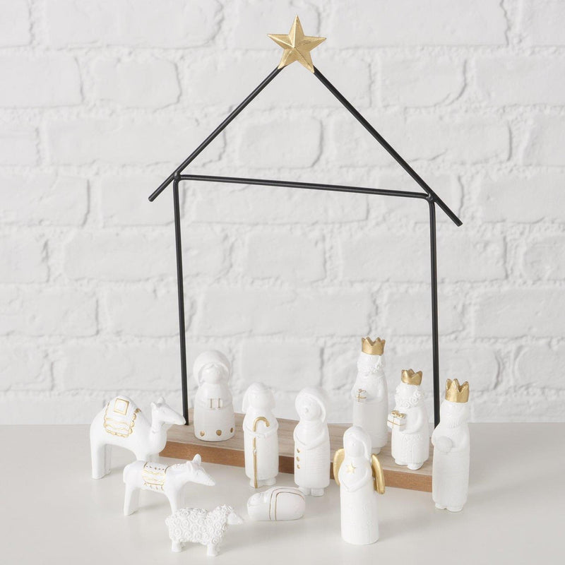 Afbeelding laden in galerijviewer, Boltze home kerststal 12-delig 22x6x32cm
