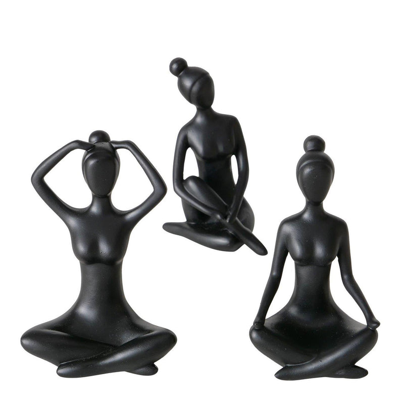 Afbeelding laden in galerijviewer, Boltze home beeld yoga vrouw zwart keramiek h10cm
