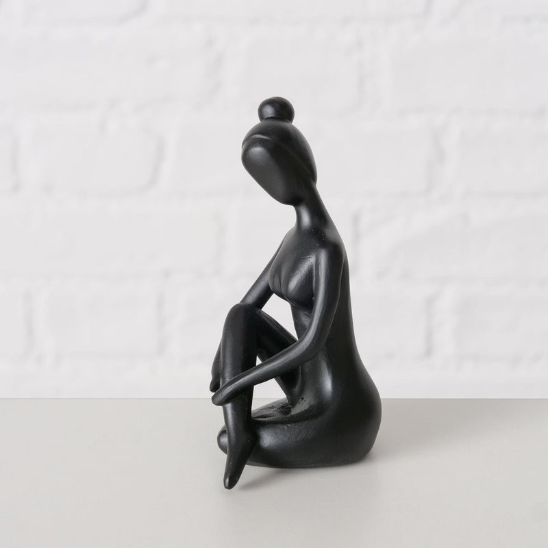 Afbeelding laden in galerijviewer, Boltze home beeld yoga vrouw zwart keramiek h10cm

