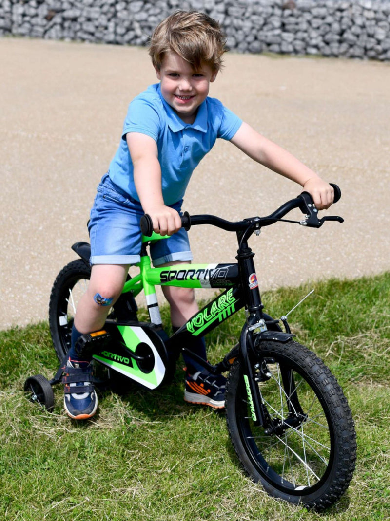 Afbeelding laden in galerijviewer, Volare Sportivo Kinderfiets Jongens 14 inch Neon Groen Zwart 95% afgemonteerd
