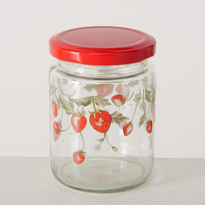 Afbeelding laden in galerijviewer, Boltze home voorraadpot 'emily' aardbei glas 240ml dia.7x9cm 2 assorti
