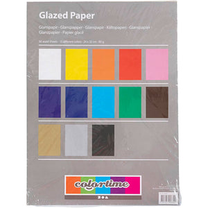 Creotime glanspapier unikleurig, vel 24x32 cm, 80 gr, 50 vellen, diverse kleuren