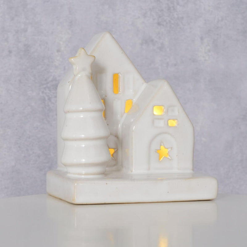 Afbeelding laden in galerijviewer, Boltze home deco huisje cristo steen met led h10cm
