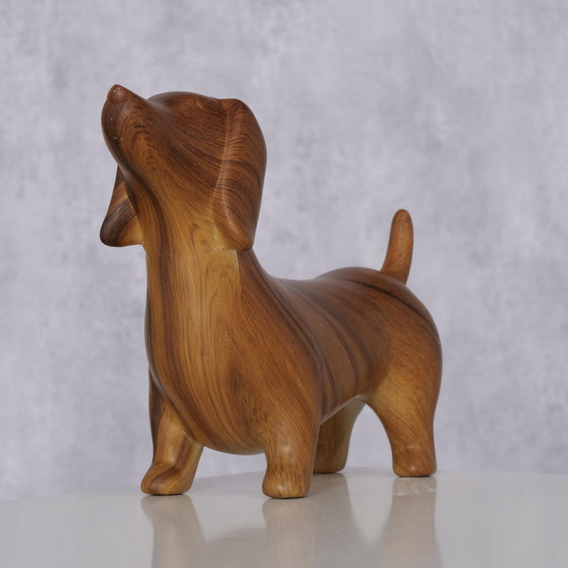 Afbeelding laden in galerijviewer, Boltze home beeld tekkel wilhelmy h13,5cm dolomiet hout-look bruin
