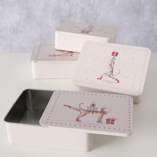 Boltze home voorraadblik kerst poes 12x9x4cm