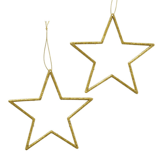Boltze home kersthanger ster dara 2-delig 12x12cm kunststof glitter