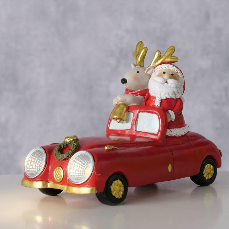 Afbeelding laden in galerijviewer, Boltze home auto met hert en kerstman led hars 14cm
