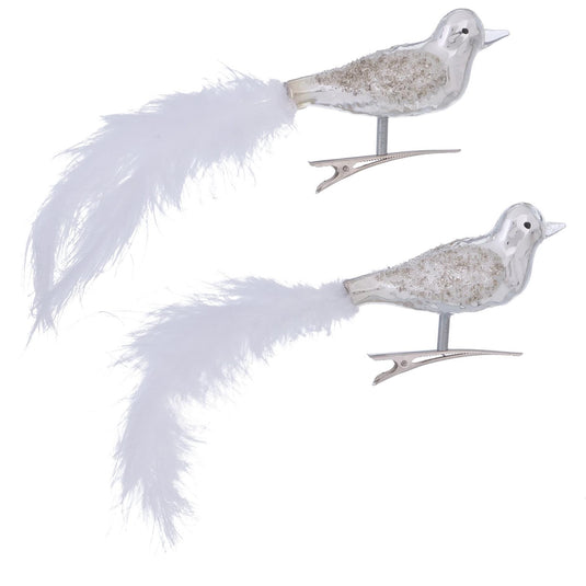 Boltze home vogel op clip glas set a 2 zilver