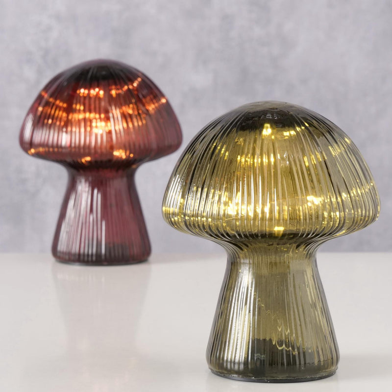 Afbeelding laden in galerijviewer, Boltze home beeld paddenstoel glas led h15cm
