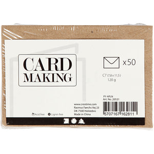 Creotime gerecyclede enveloppen, c7 7,8x11,5 cm, 120 gr, 50 stuks, naturel