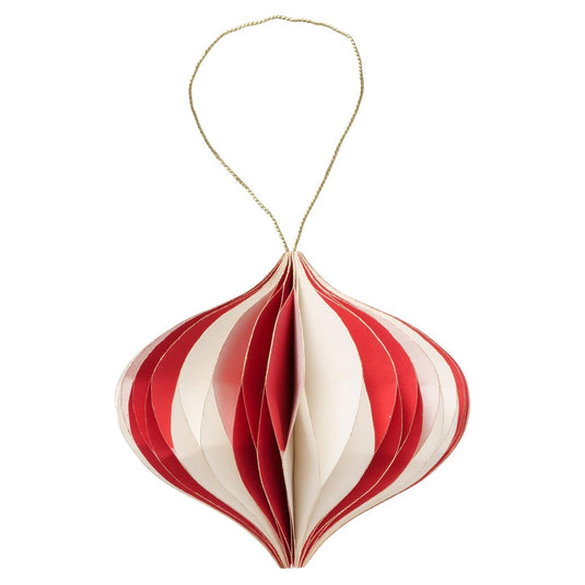Boltze home kerstbal yorki papier ovaal h8,9xã˜10,2cm mat rood wit