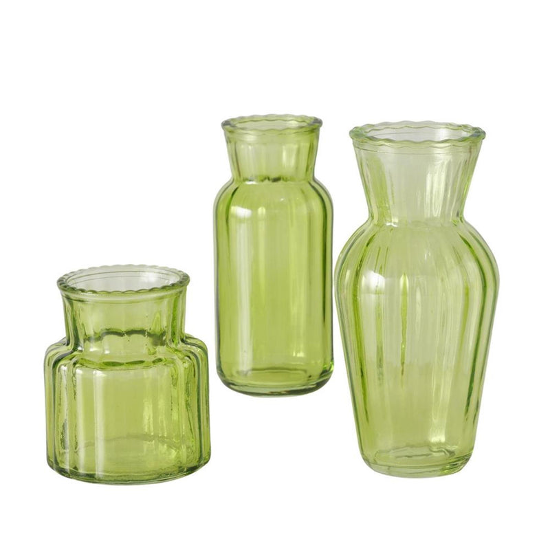 Afbeelding laden in galerijviewer, Boltze home vaas tilla, 3-delig h9-15,5cm glas gelakt groen
