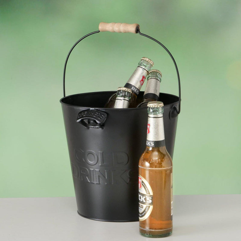 Afbeelding laden in galerijviewer, Boltze home bierkoeler emmer met opener metaal ø25xh22cm
