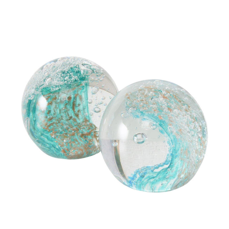 Afbeelding laden in galerijviewer, Boltze home deco papier gewicht turkoois glas ø8cm
