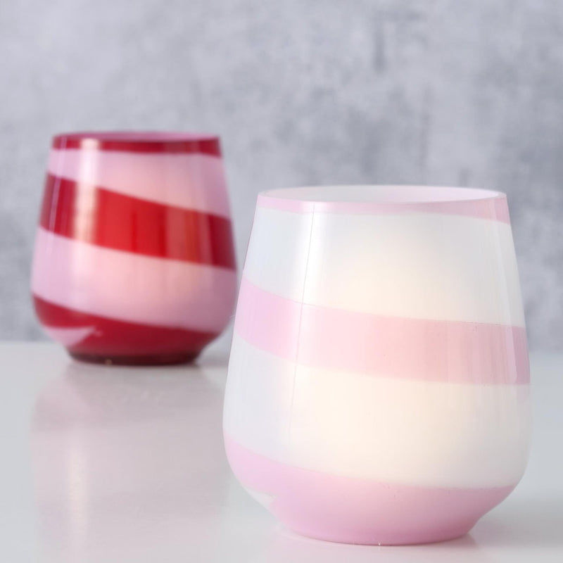 Afbeelding laden in galerijviewer, Boltze home windlicht streep roze 8,5cm

