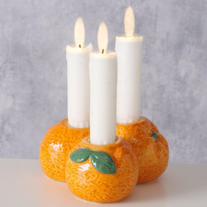 Afbeelding laden in galerijviewer, Boltze home kandelaar sinaasappel 12x11x6cm porselein oranje
