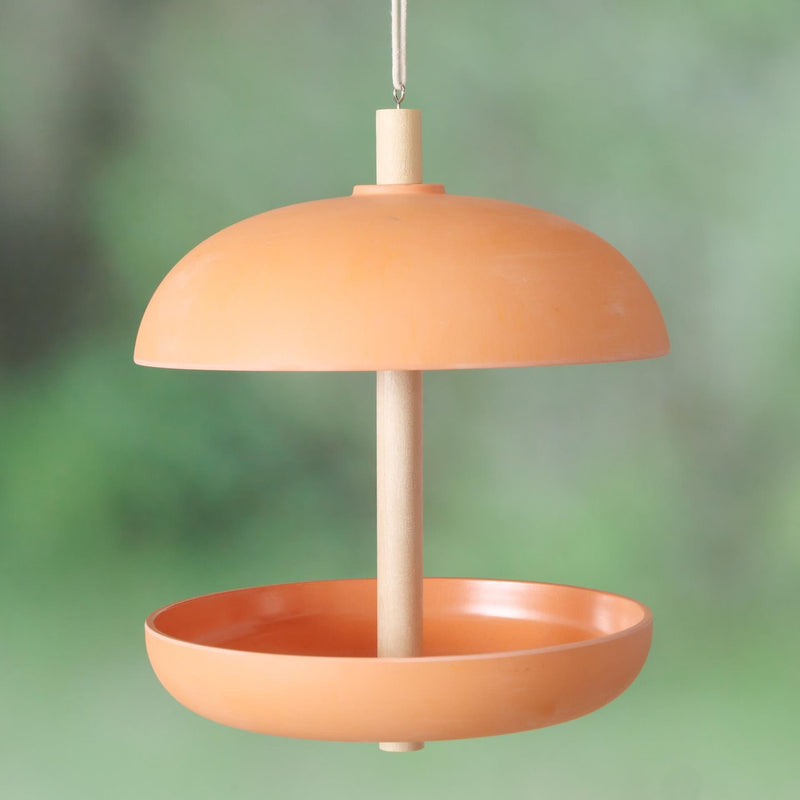 Afbeelding laden in galerijviewer, Boltze home vogelvoederhuisje giardino dia21x29cm 200ml bamboe, polyresin en jute oranje
