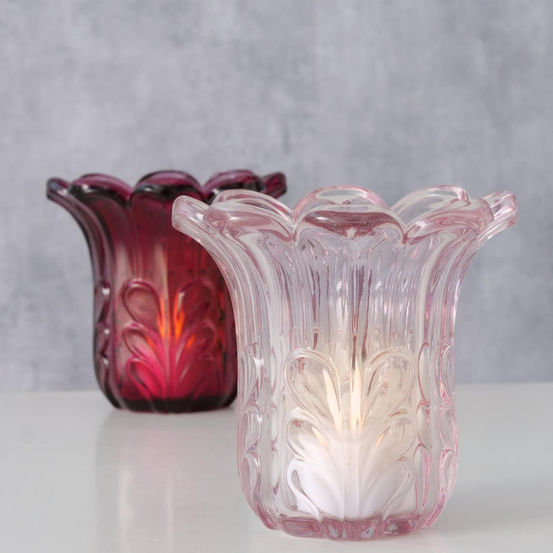 Afbeelding laden in galerijviewer, Boltze home vaas rosena dia11x10,5cm glas gelakt licht roze donker roze
