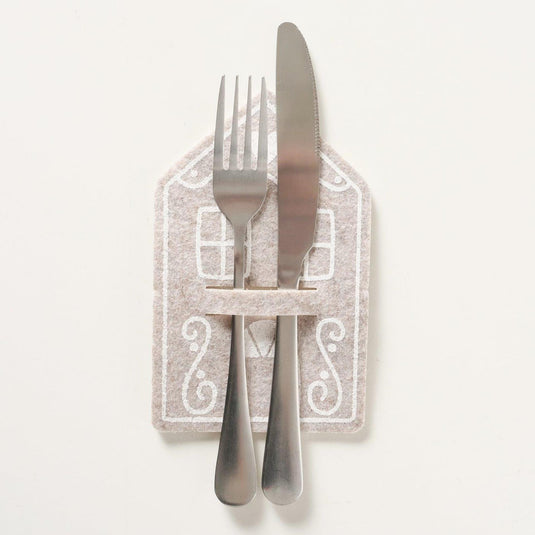 Boltze home bestekzakje ginger beige set a 4 stuks 10,5x16,5cm 2 assorti