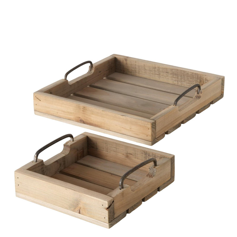 Afbeelding laden in galerijviewer, Boltze home dienblad ronja hout 2-delig l20-30cm h5cm
