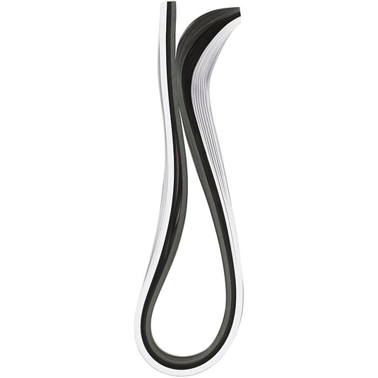 Quilling stroken, l: 78 cm, b: 5 mm, 120 gr, zwart, grijs, wit, 100 stuk 1 doos