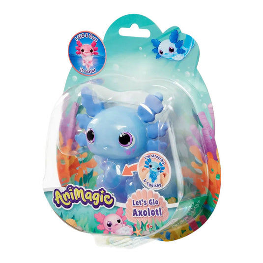 Goliath animagic let's glo axolotl blauw - speelfiguur - lichtgevende axolotl