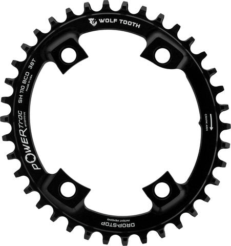 Wolf tooth components elliptical 110 bcd asymmetric 4-arm chainring for shimano