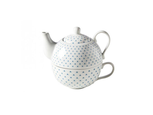 Cosy trendy tea for one blue triangle
