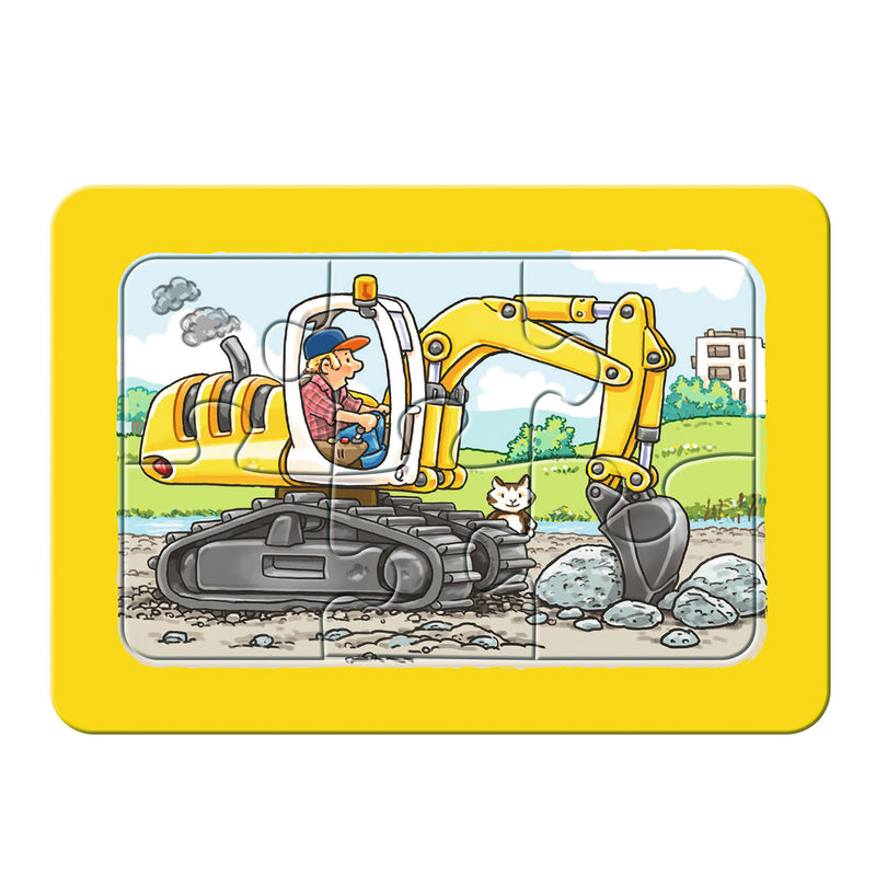 Afbeelding laden in galerijviewer, Ravensburger graafmachine, tractor en kiepauto- my first puzzels -3x6 stukjes - kinderpuzzel
