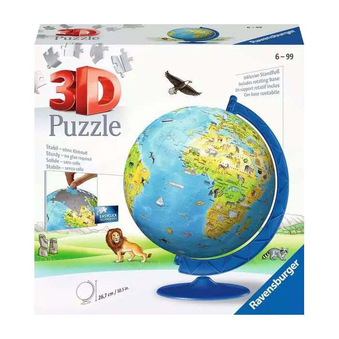 Afbeelding laden in galerijviewer, Ravensburger xxl kinder globe (engels) - 3d puzzel - 180 stukjes
