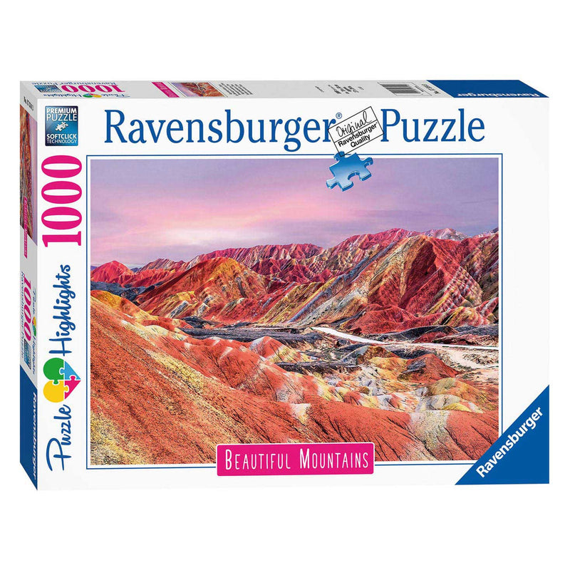 Afbeelding laden in galerijviewer, Ravensburger puzzel regenboogbergen, china, 1000st.
