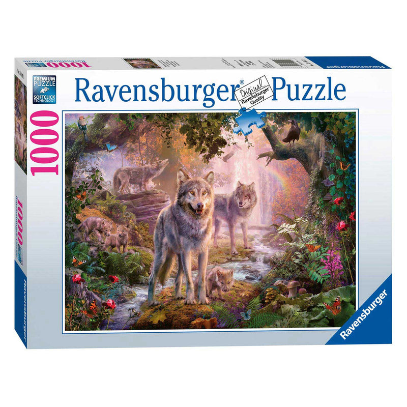 Afbeelding laden in galerijviewer, Ravensburger Puzzel Wolvenfamilie in de Zomer 1000st.

