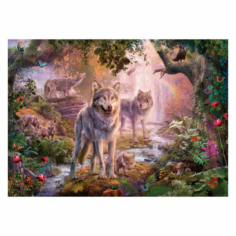 Afbeelding laden in galerijviewer, Ravensburger Puzzel Wolvenfamilie in de Zomer 1000st.
