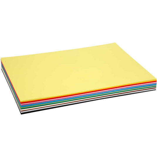 Gekleurd karton, a2, vel 420x594 mm, 180 gr, diverse kleuren, 300 div vellen 1 doos