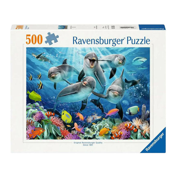 Afbeelding laden in galerijviewer, Ravensburger legpuzzel dolfijnen in het koraalrif, 500st.
