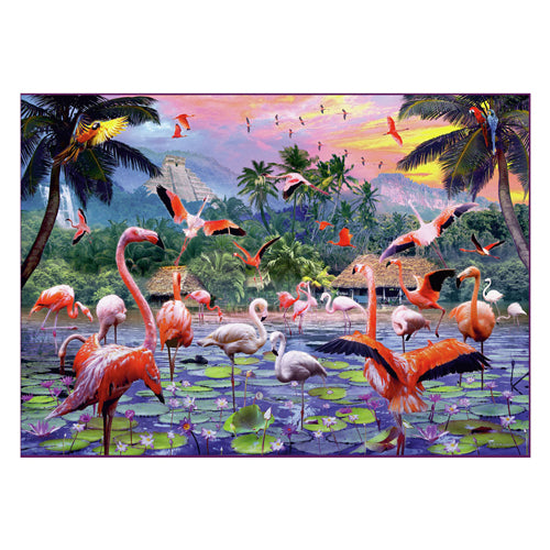 Afbeelding laden in galerijviewer, Ravensburger roze flamingo's 1000pcs
