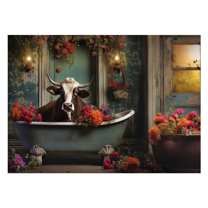 Afbeelding laden in galerijviewer, Ravensburger puzzel the cow in the bathtub - legpuzzel - 1000 stukjes
