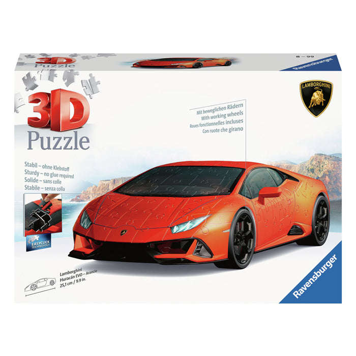 Afbeelding laden in galerijviewer, Ravensburger 3d puzzel lamborghini huracan evo arancio, 108st.
