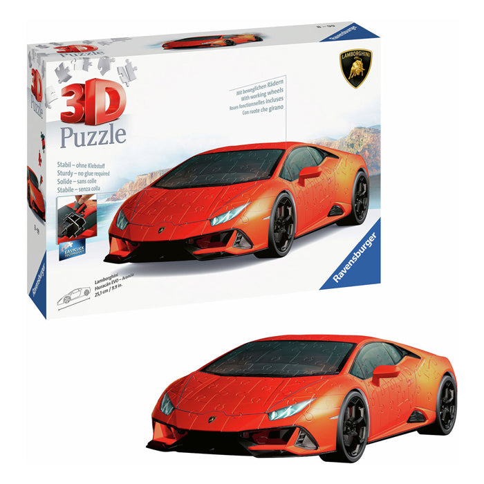 Afbeelding laden in galerijviewer, Ravensburger 3d puzzel lamborghini huracan evo arancio, 108st.
