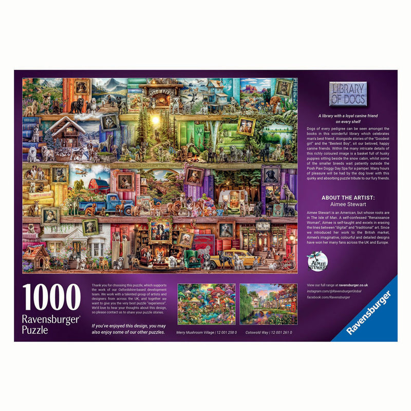 Afbeelding laden in galerijviewer, Ravensburger legpuzzel the library of dogs, 1000st.
