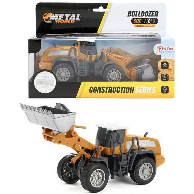 Afbeelding laden in galerijviewer, Toi-toys bulldozer metal junior 1:55 staal geel grijs
