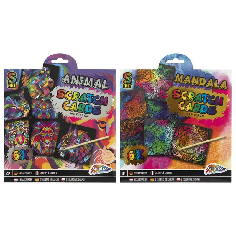 Afbeelding laden in galerijviewer, Grafix scratch kaarten, 6st. - mandala

