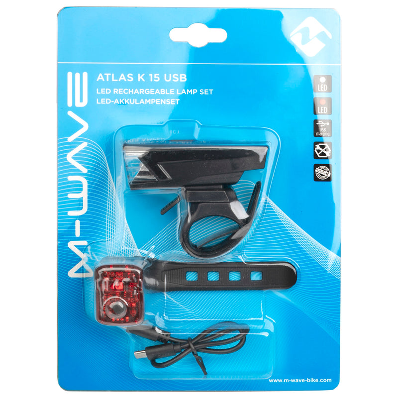 Afbeelding laden in galerijviewer, M-wave atlas k 15 usb rechargeable battery lighting set
