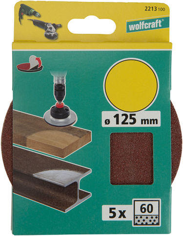 Wolfcraft hechtschuurschijven | k60 | ø125mm | 5 stuks - 2213100