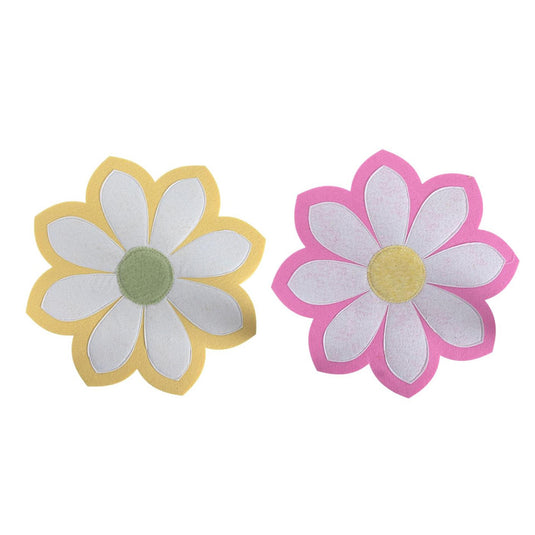 Placemat vilt bloem ã˜32cm 2 assorti roze geel