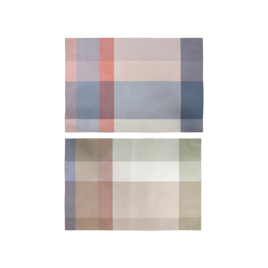 Cosydecor placemat 30x45cm ruitpatroon lilac green + coral blue